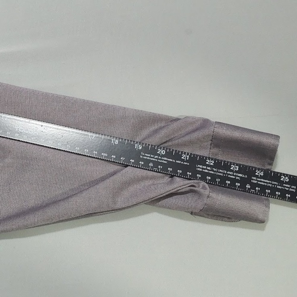 Sanford Wrikle-free 16 1/2 Solid Gray Button Up Long Sleeve Dress Shirt Mens - Picture 11 of 12